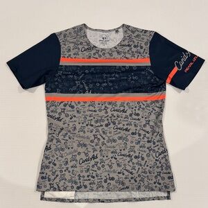 Pearl Izumi Cycling Jersey with Bicycle Print and Orange Accents Women’s Small